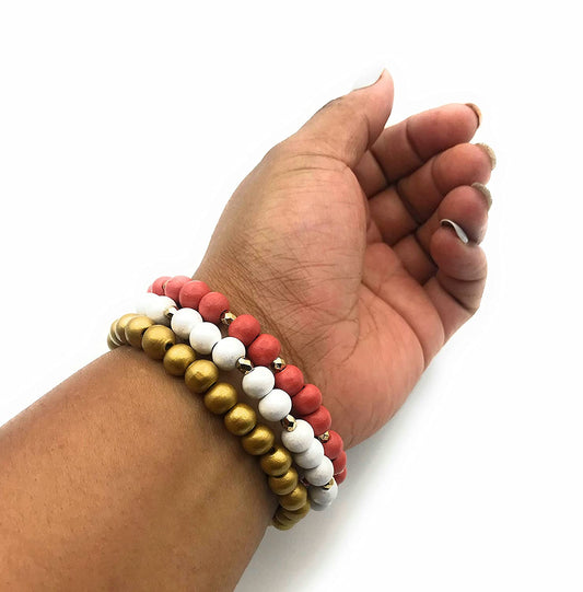 Gold and Wooden Bead Bracelets – Scott D Jewelry Designs