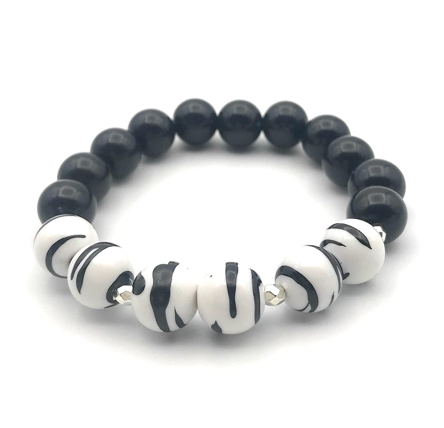 Black and White Elastic Bracelet from Scott D Jewelry Designs