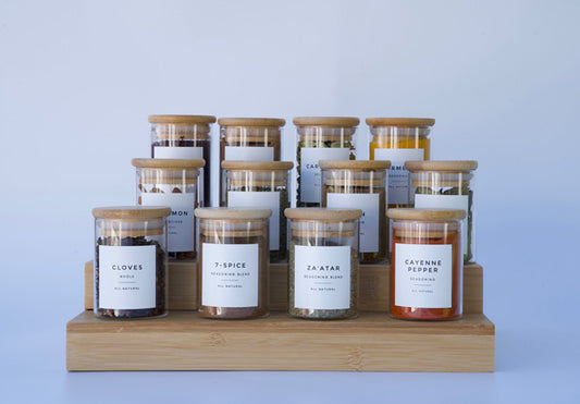 UPTRUST Glass jars 12 pcs Spice Jars Set with Bamboo Lids, 6 pcs