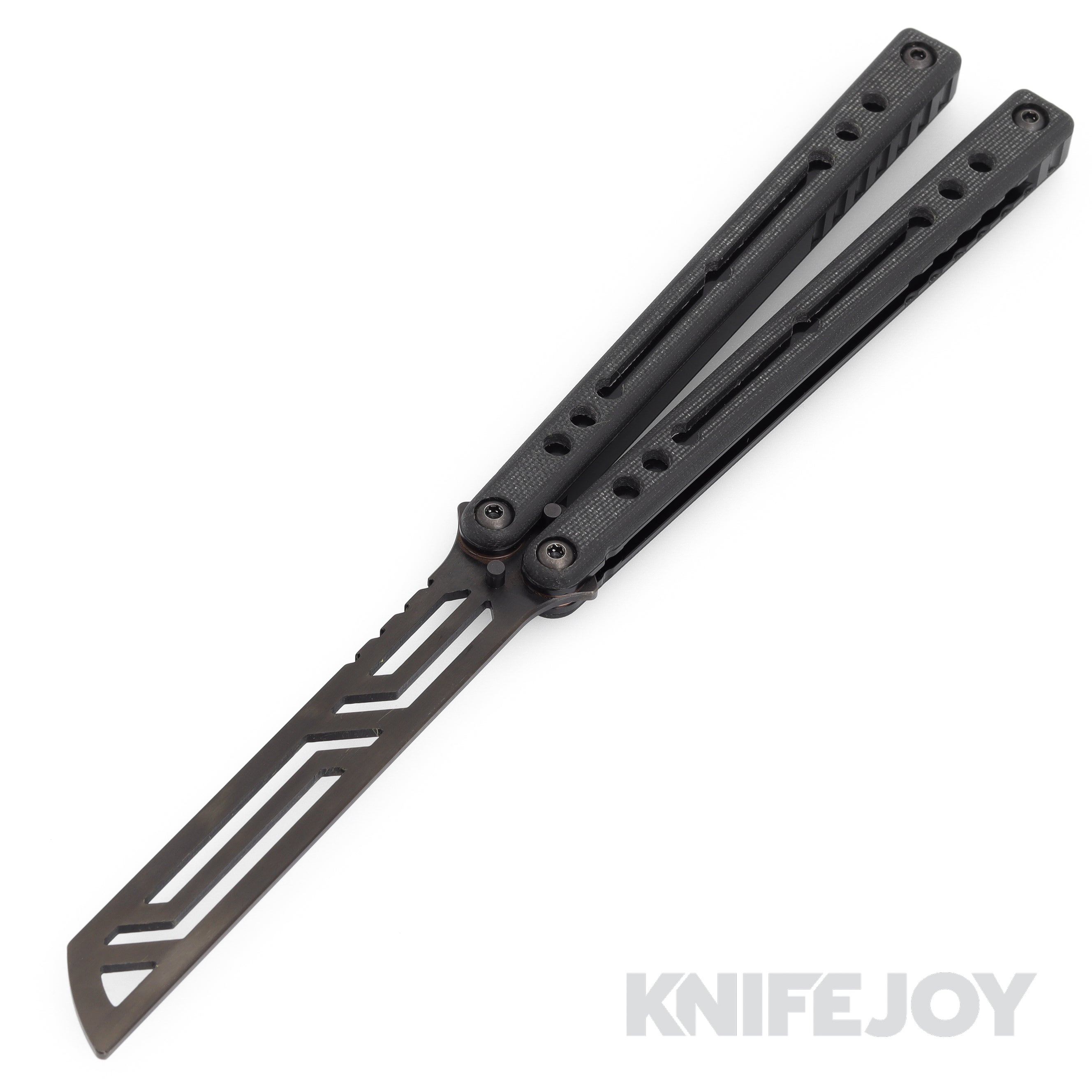 Squid Industries Knives Inked Black Nautilus V2 Balisong Butterfly Black Blade with Inked Black Handles