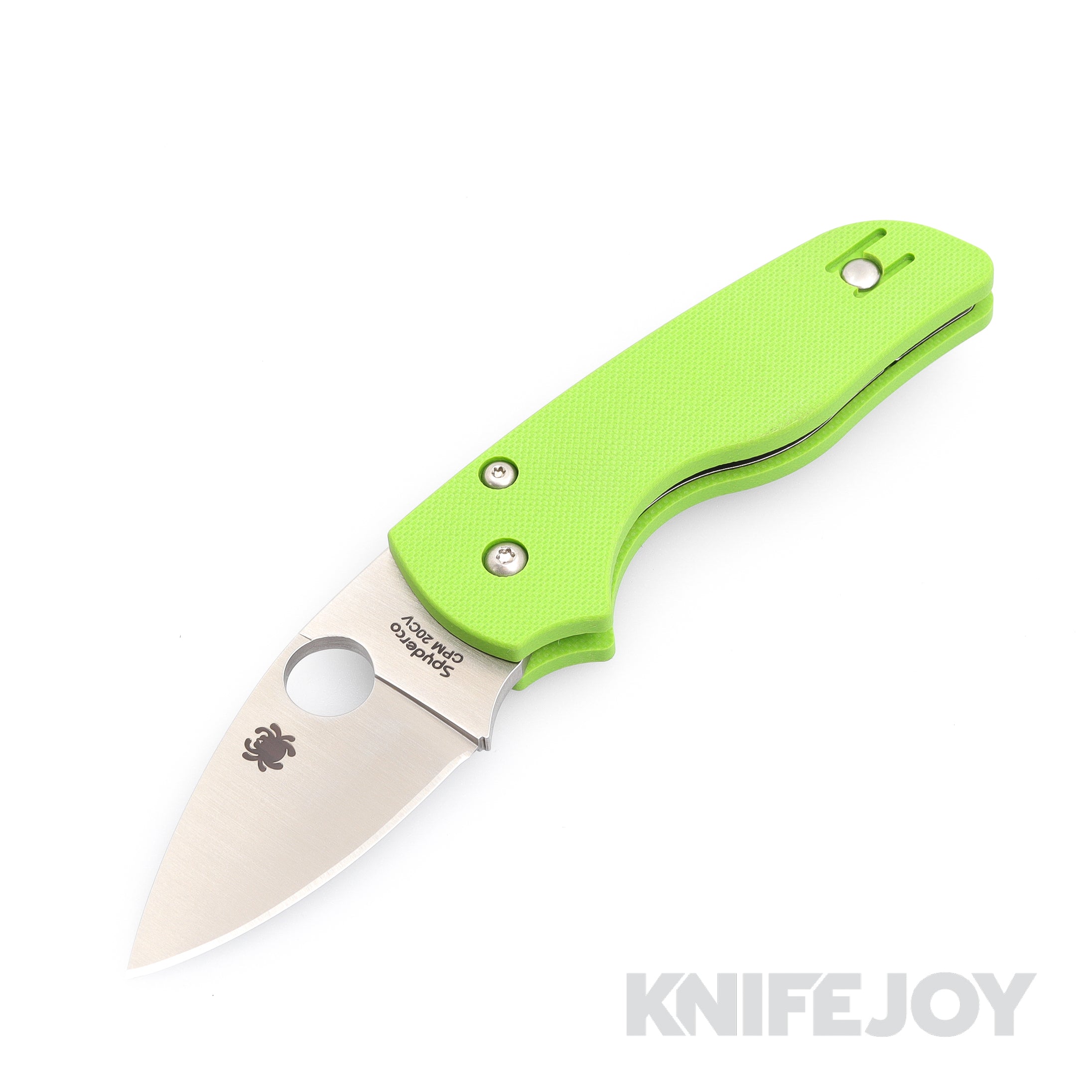 Spyderco C230GPNGR Lil' Native Compression Lock Folding Knife KnifeJoy Exclusive CPM 20CV Satin Plain Blade with Neon Green G10  - KnifeJoy product image