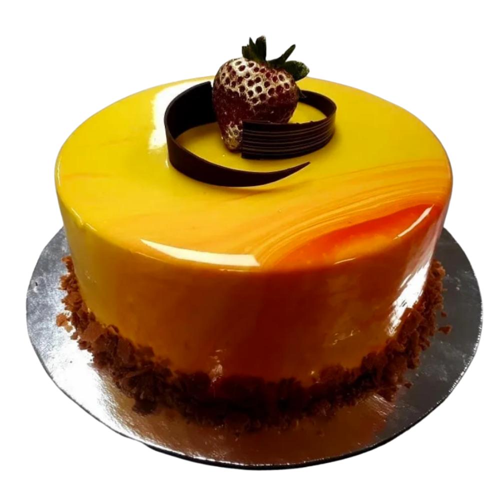 Mango Mirror Glaze Cake - Andro Cakes