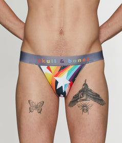 SKULL & BONES Jockstrap Gay Pride TIE DYE Jock Wild Rainbow Super Soft 22 —