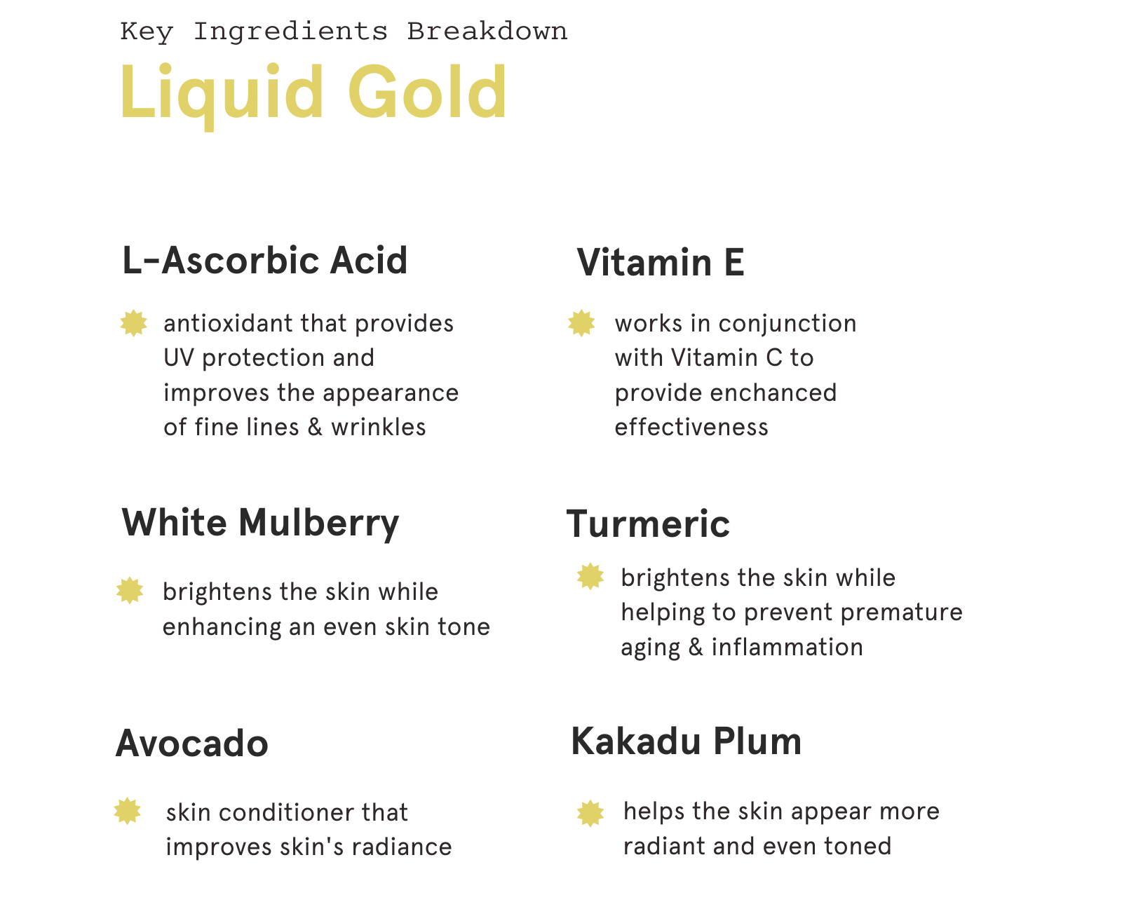 Liquid Gold Ingredient Breakdown Infographic
