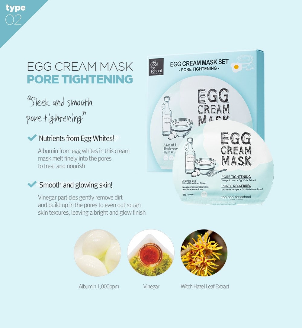 Too Cool For School Egg Cream Mask Pore Tightening Box