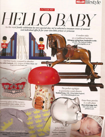 HELLO BABY, Hello Lifestyle featuring our very own red mushroom toadstool lamp. The perfect nightlight to guarantee sweet dreams