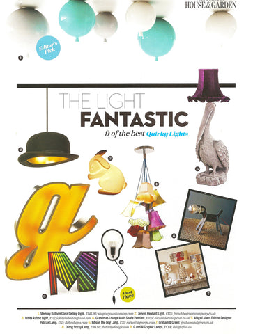 House&Garden Magazine featuring our very own award winning rabbit lamp.