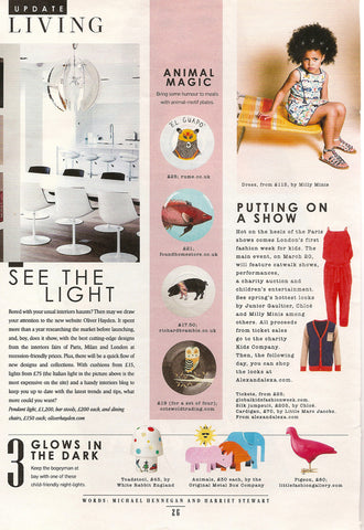 Update Living Magazine featuring our toadstool lighting collection