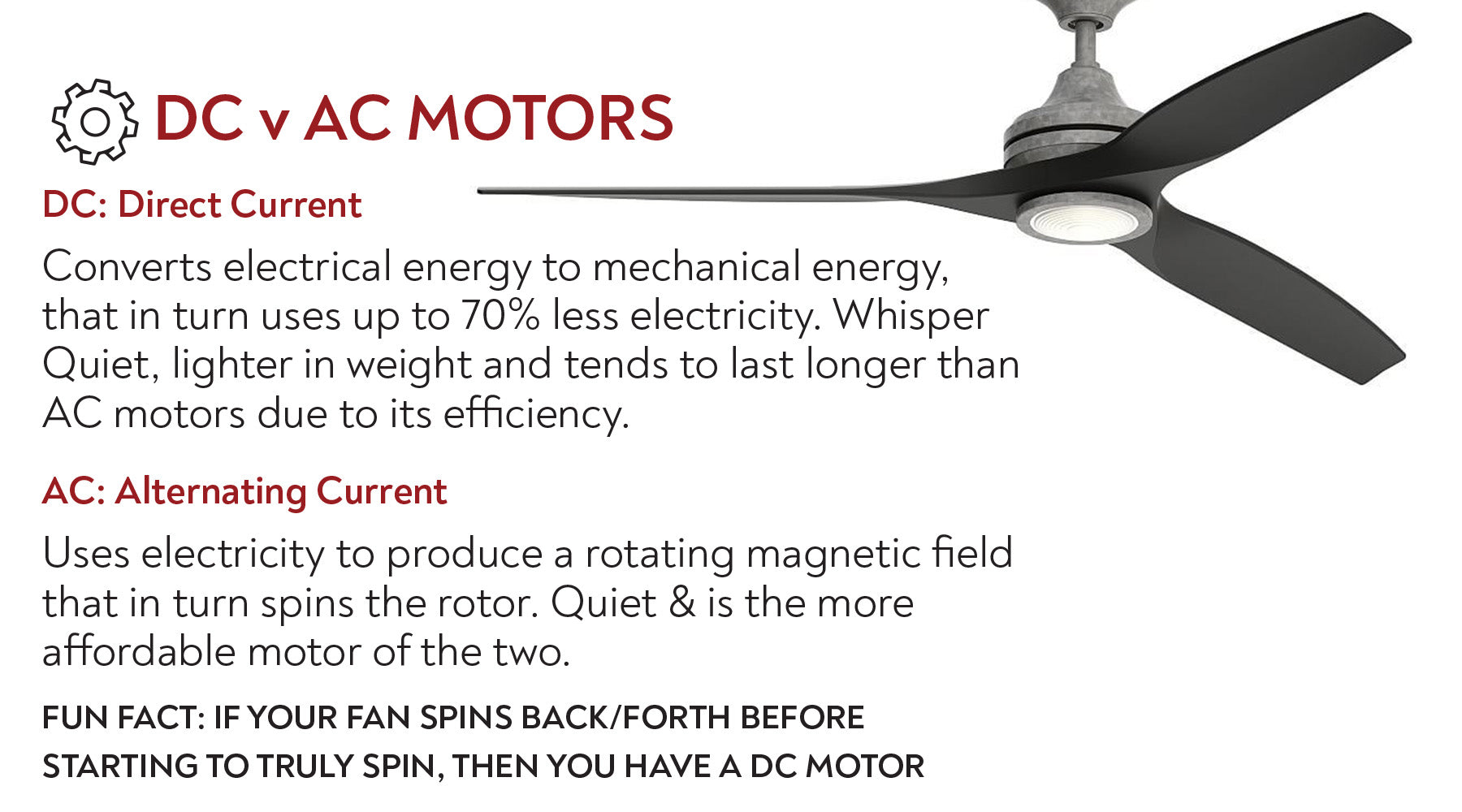 What's the difference between DC versus AC motors on ceiling fans?