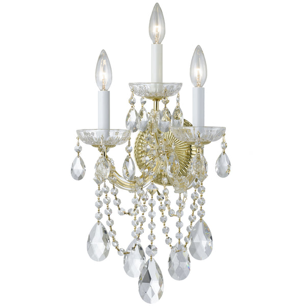 Crystorama - 4423-GD-CL-MWP - Three Light Wall Mount - Maria Theresa - Gold from Lighting & Bulbs Unlimited in Charlotte, NC