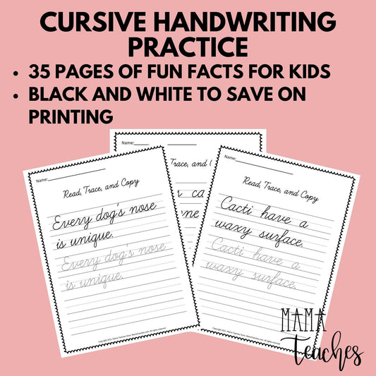 Growth Mindset Cursive Handwriting Practice – The Sweet Dahlia