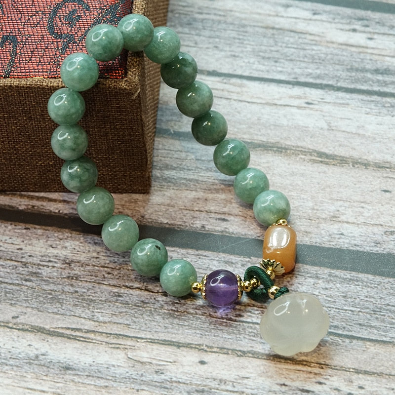 Women Handmade Jade Beaded Strand Bracelet