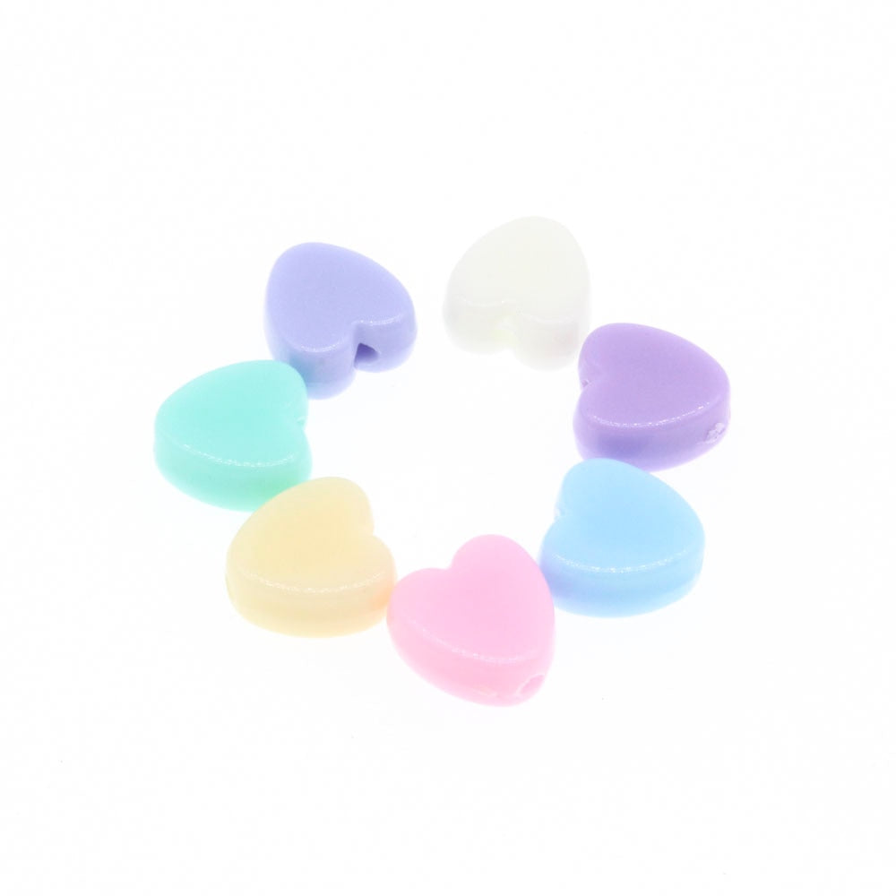 Acrylic Charm Beads Heart Mixed