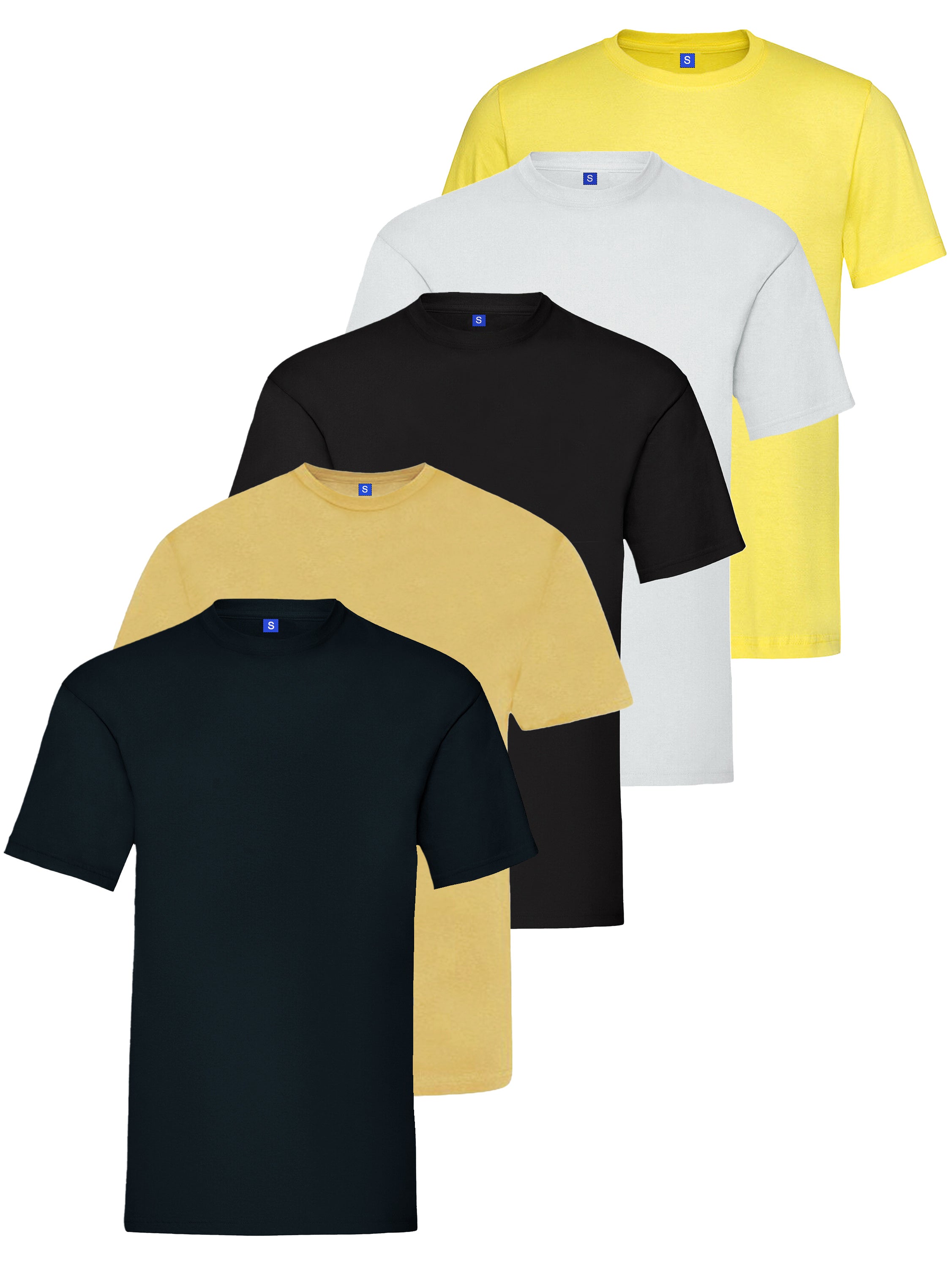 Kruze | Mens Crew Neck T-Shirt (5 Pack) - Multicolour