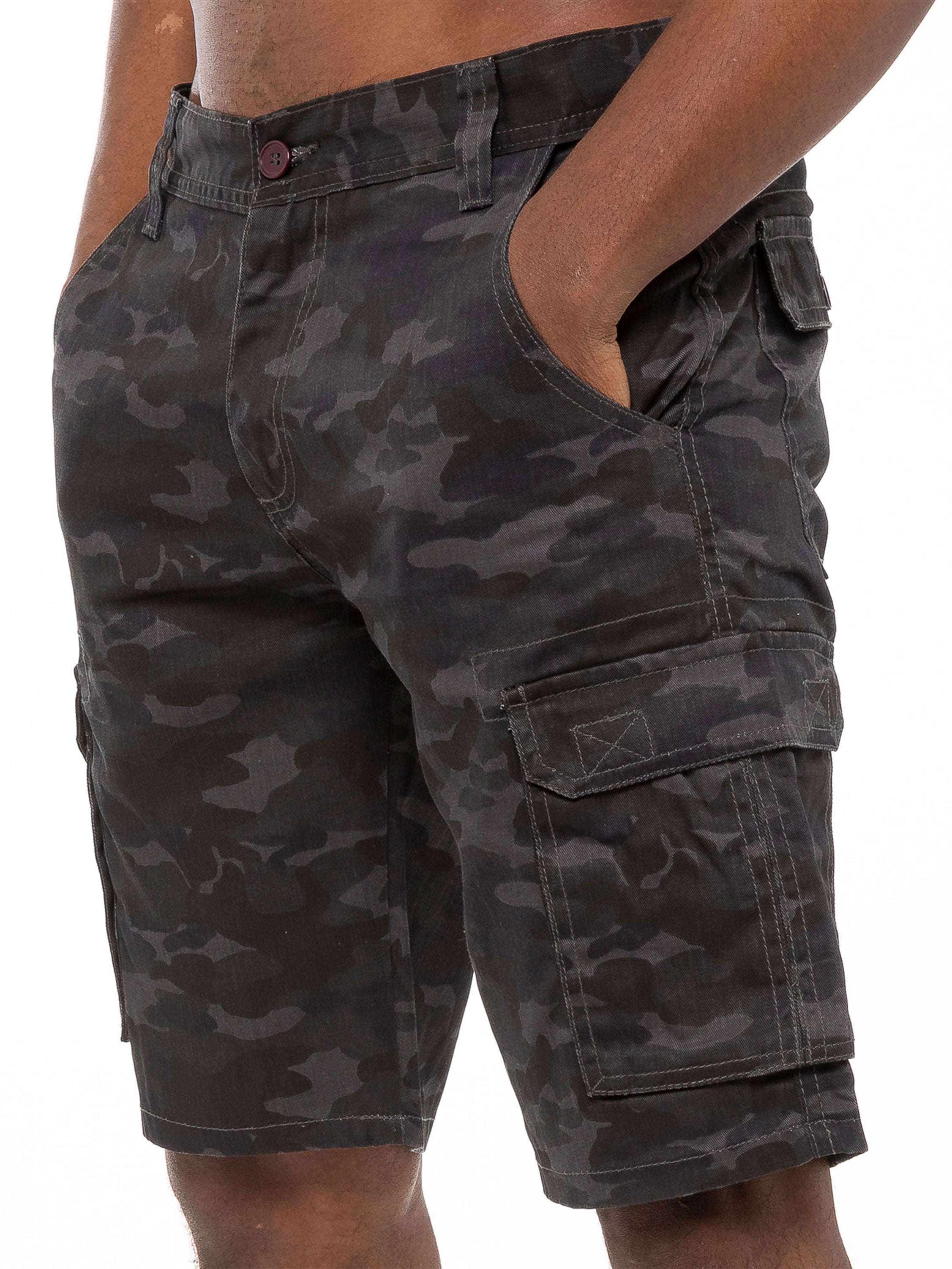 Kruze | Mens Cargo Casual Combat Camo Shorts