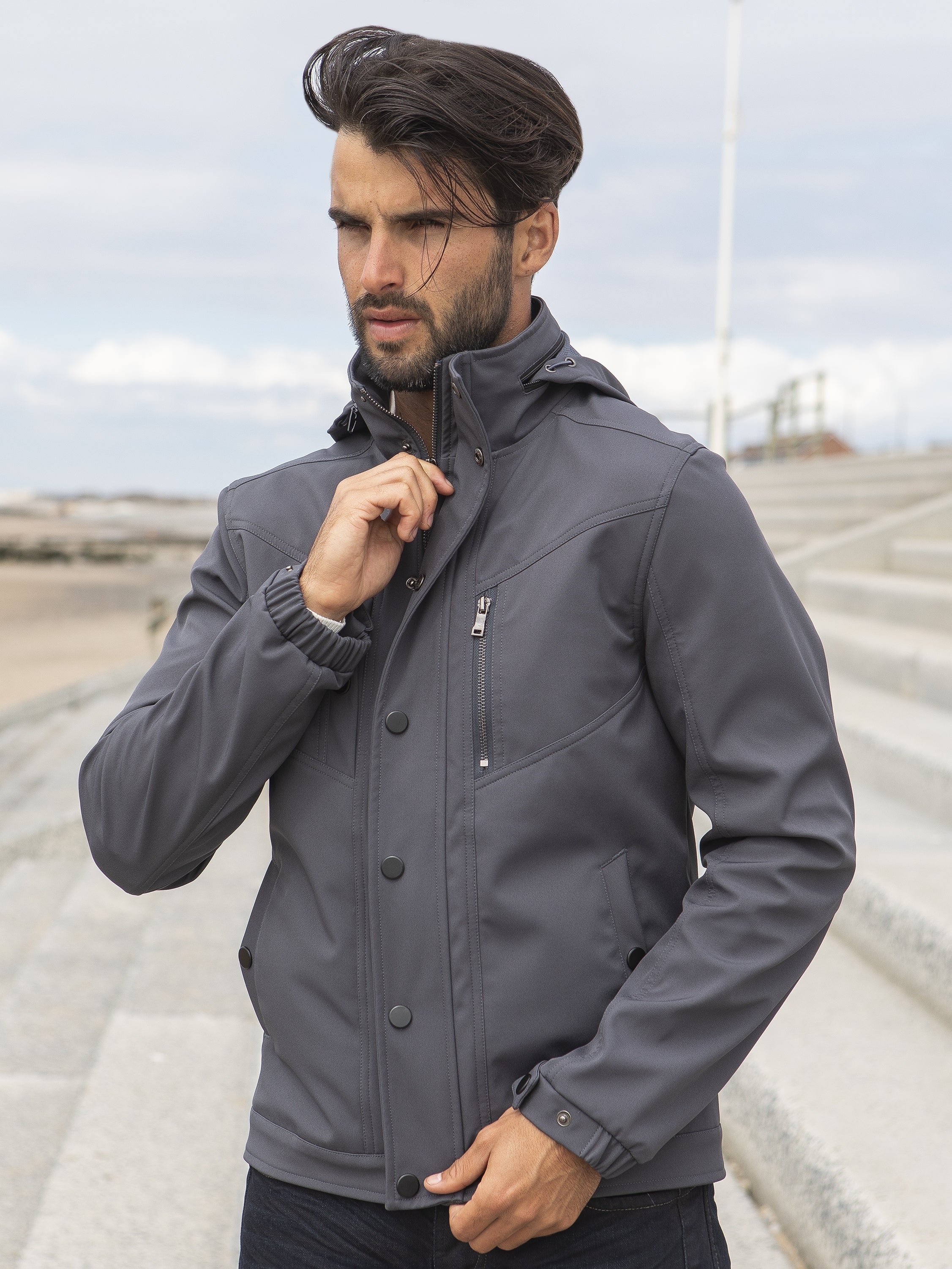 ETO Clearance | Designer Men's Black Zip Jacket Style React