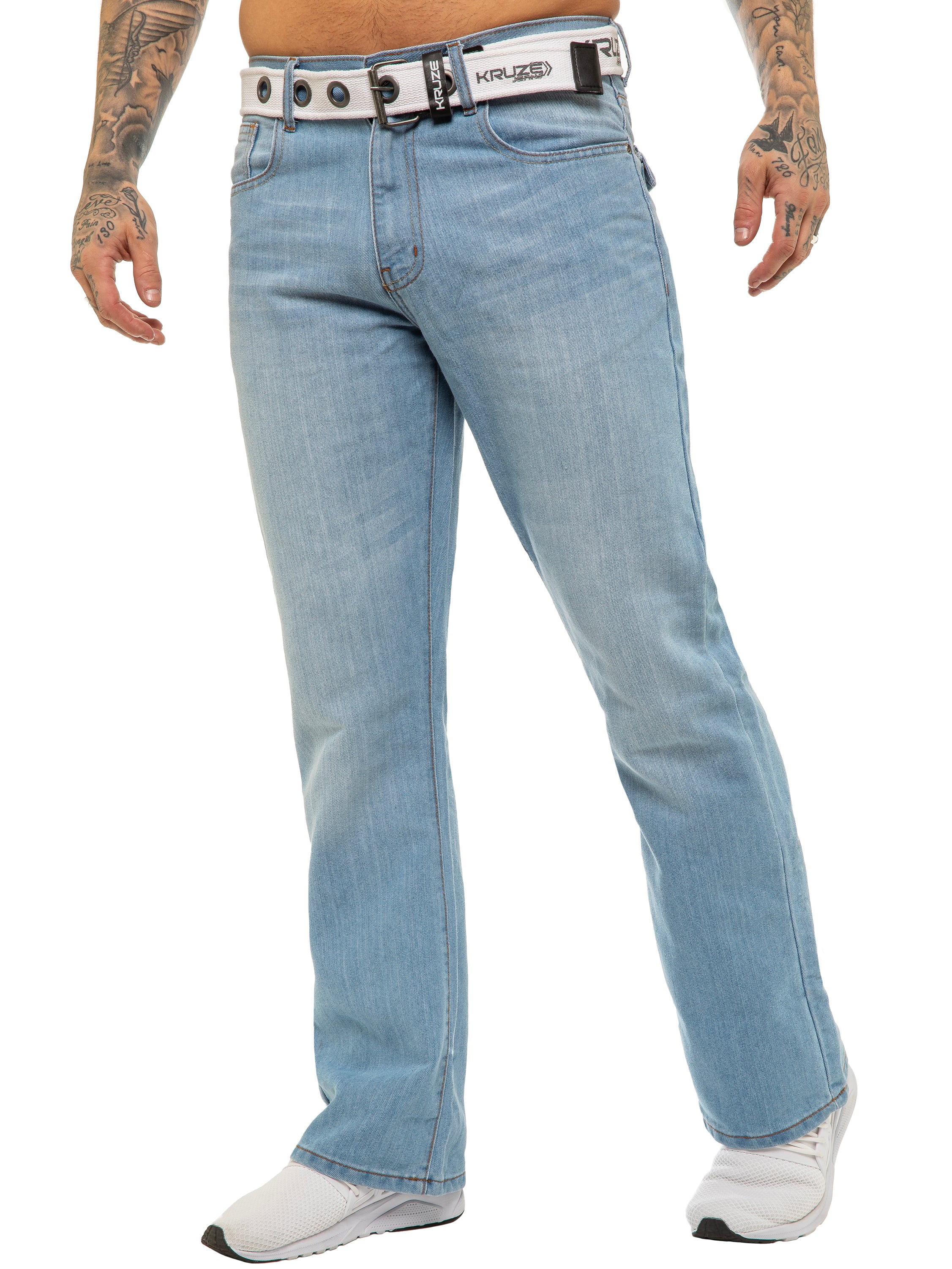 Kruze | Mens Bootcut Wide Leg Denim Jeans