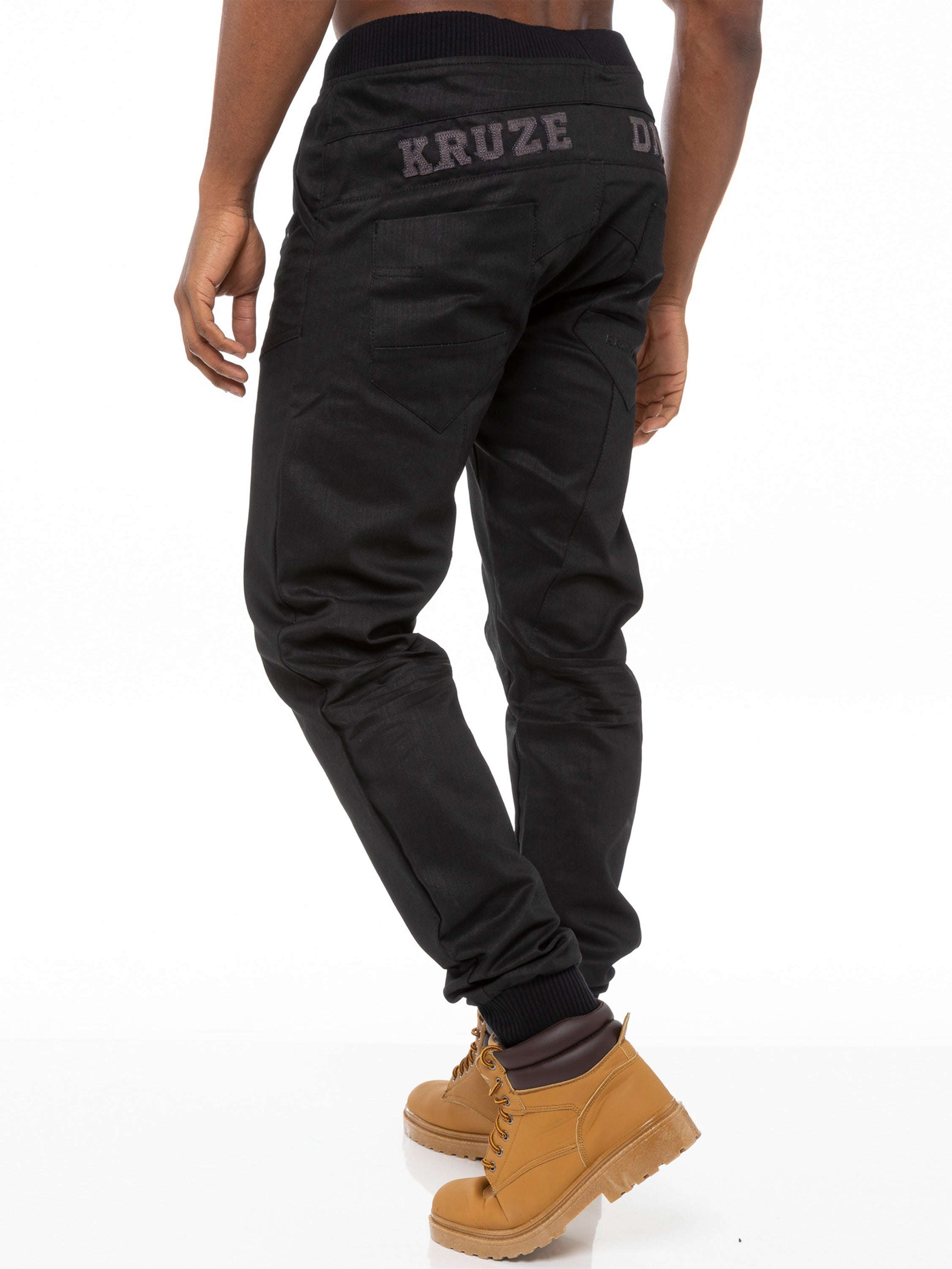 KRUZE Mens Designer Casual Branded Denim Cuffed Jeans Pants