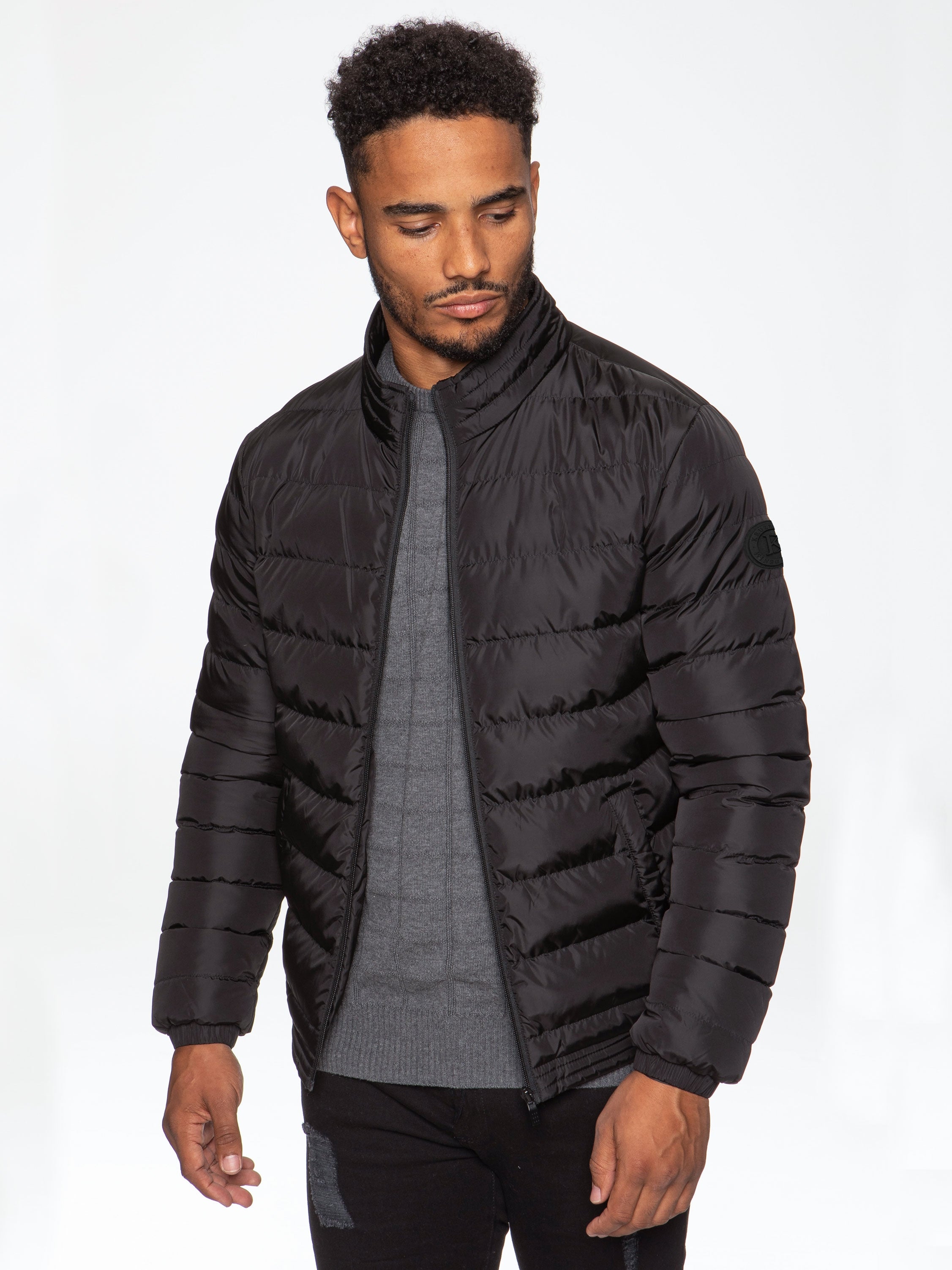 Mens Kruze Clothing Drill | Quilted Zip Up Padded Winter Jacket