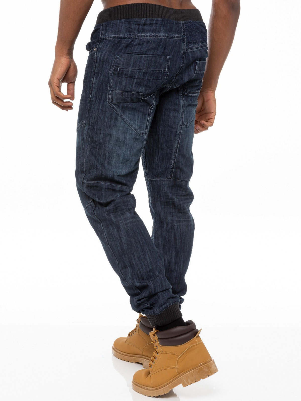 KRUZE Mens Designer Casual Branded Denim Cuffed Jeans Pants