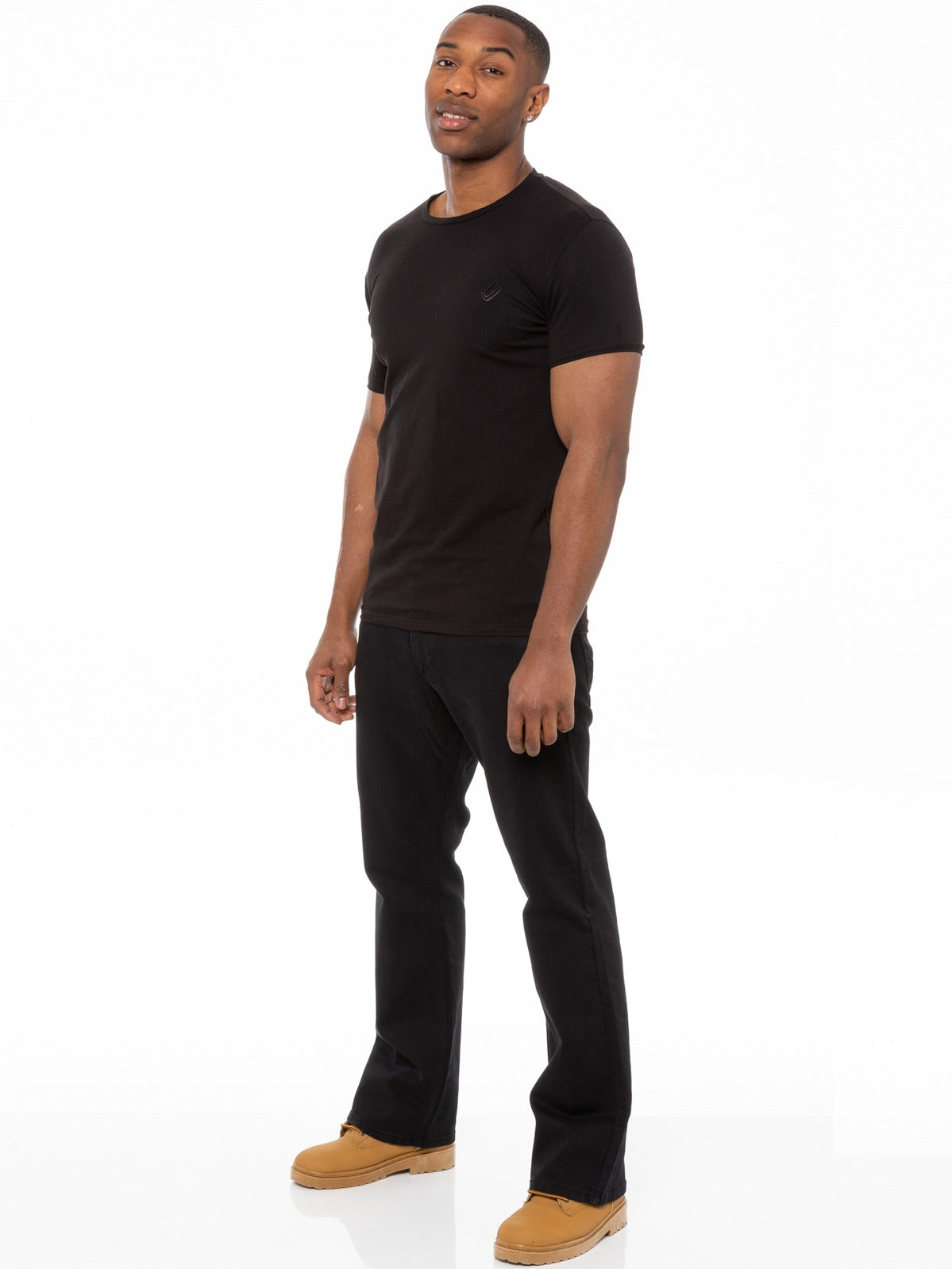 Designer Mens Black Bootcut Denim Jeans  | Enzo Designer Menswear