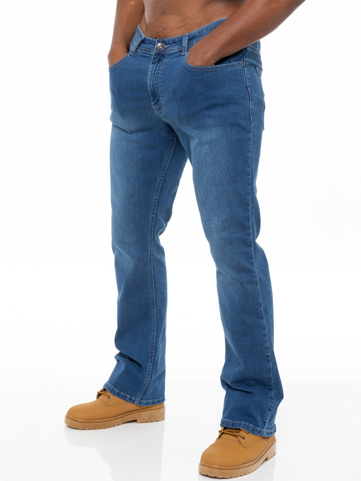 Designer Mens Light Blue Bootcut Denim Jeans  | Enzo Designer Menswear