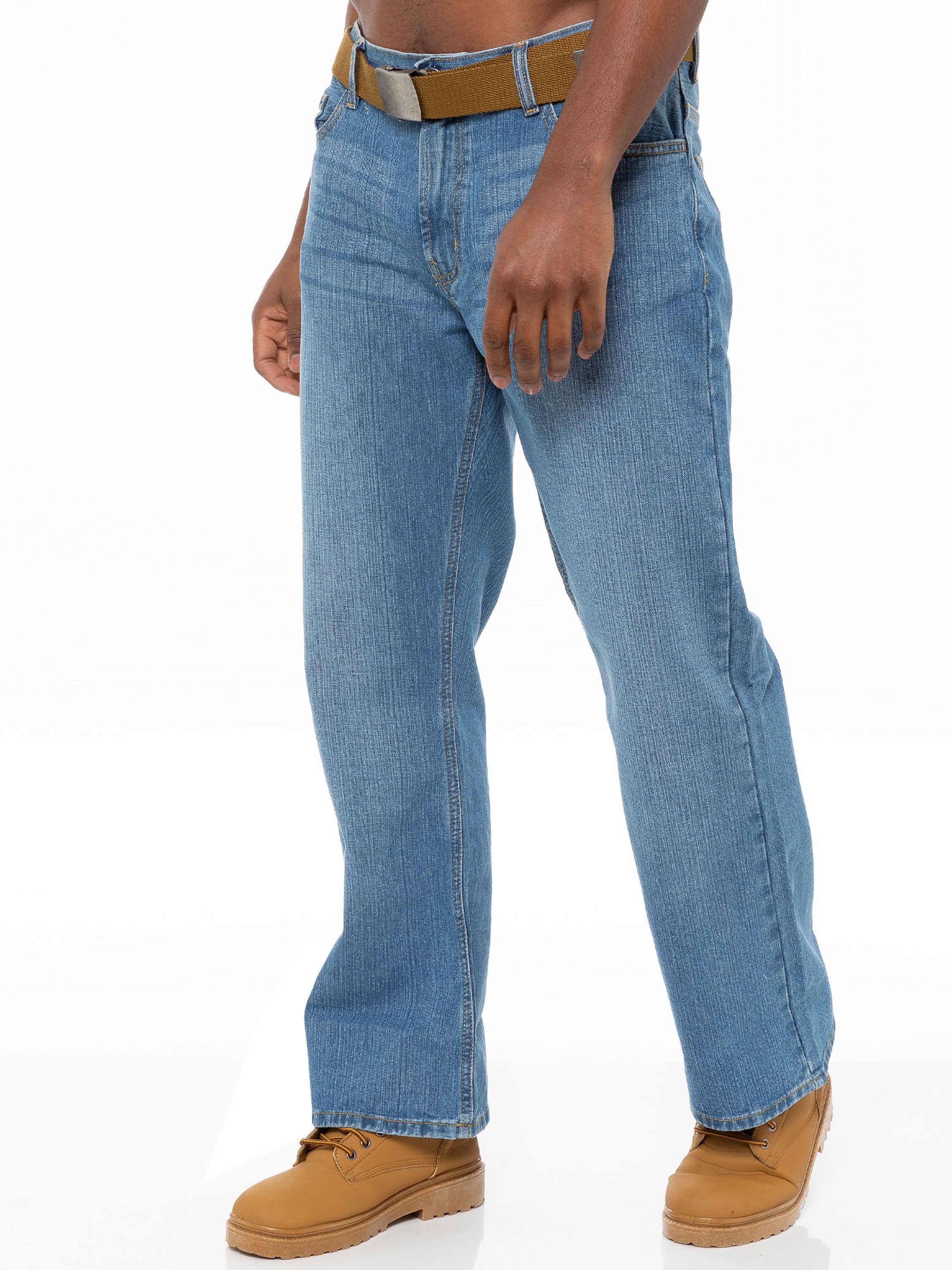 Men's Blue Wash Boot Cut Denim Jeans | FBM Designer Menswear