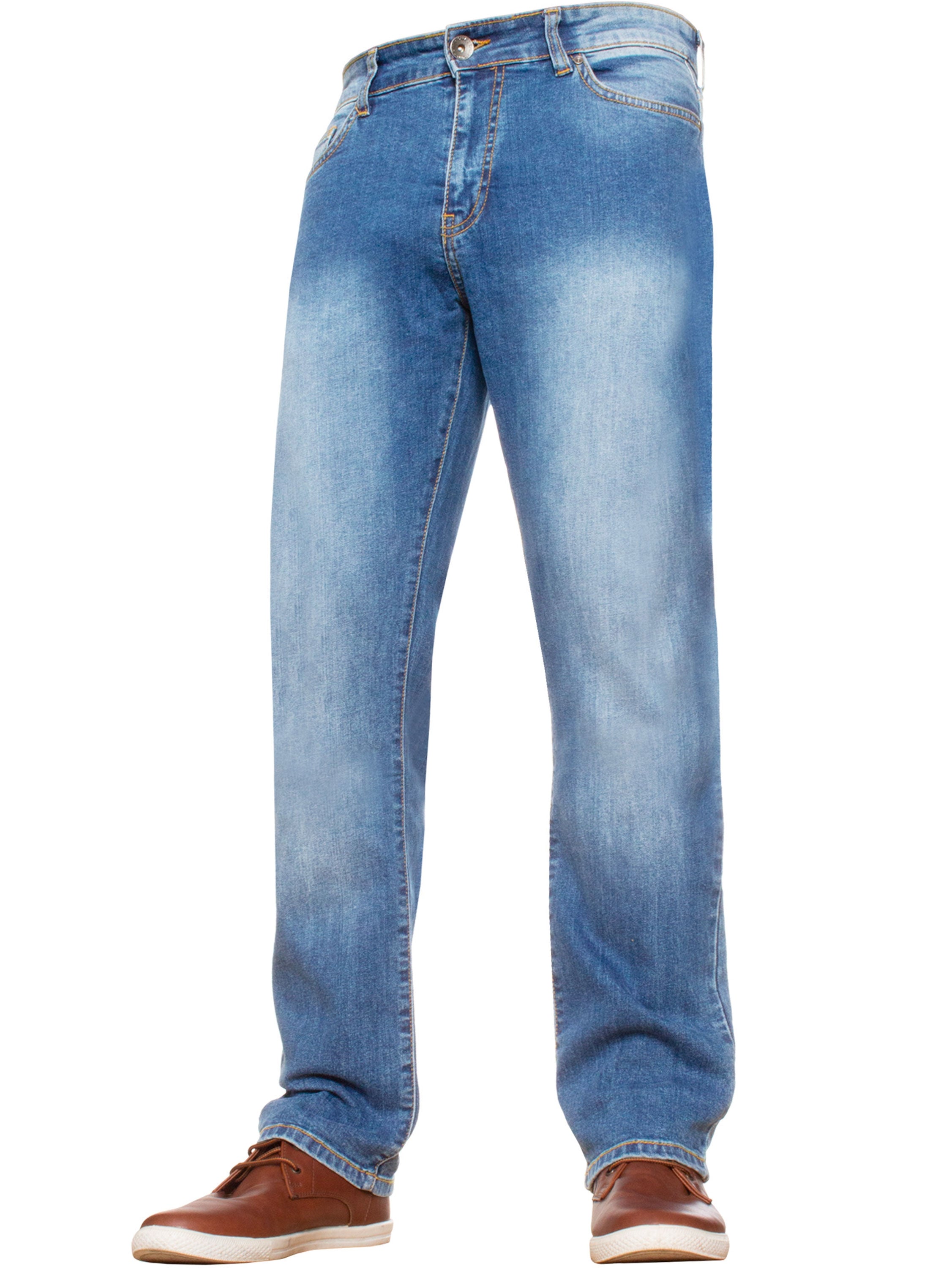 Mens Casual Straight Leg Blue Stretch Jeans | Kruze Designer Denim