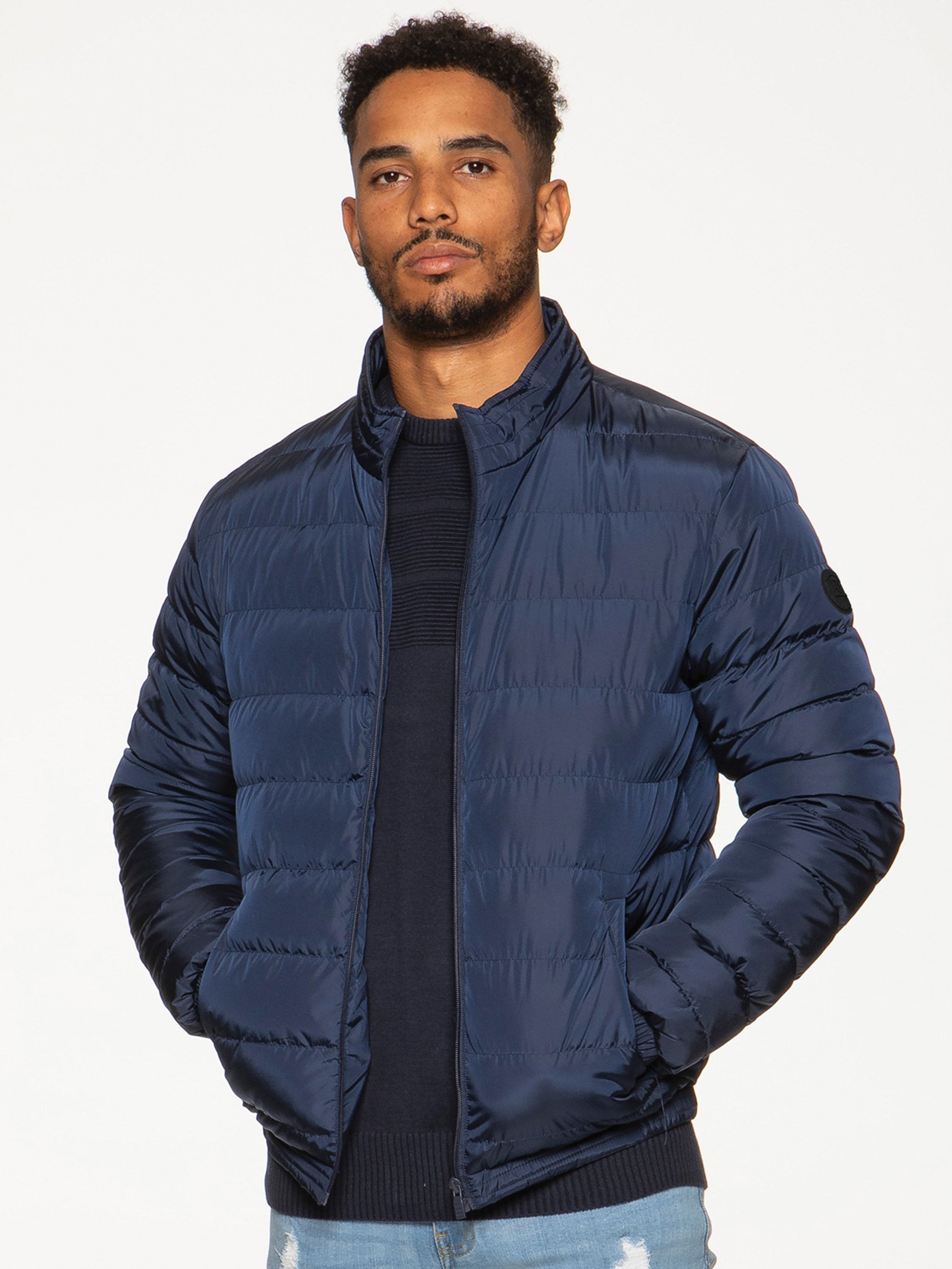 Mens Kruze Clothing Drill | Quilted Zip Up Padded Winter Jacket