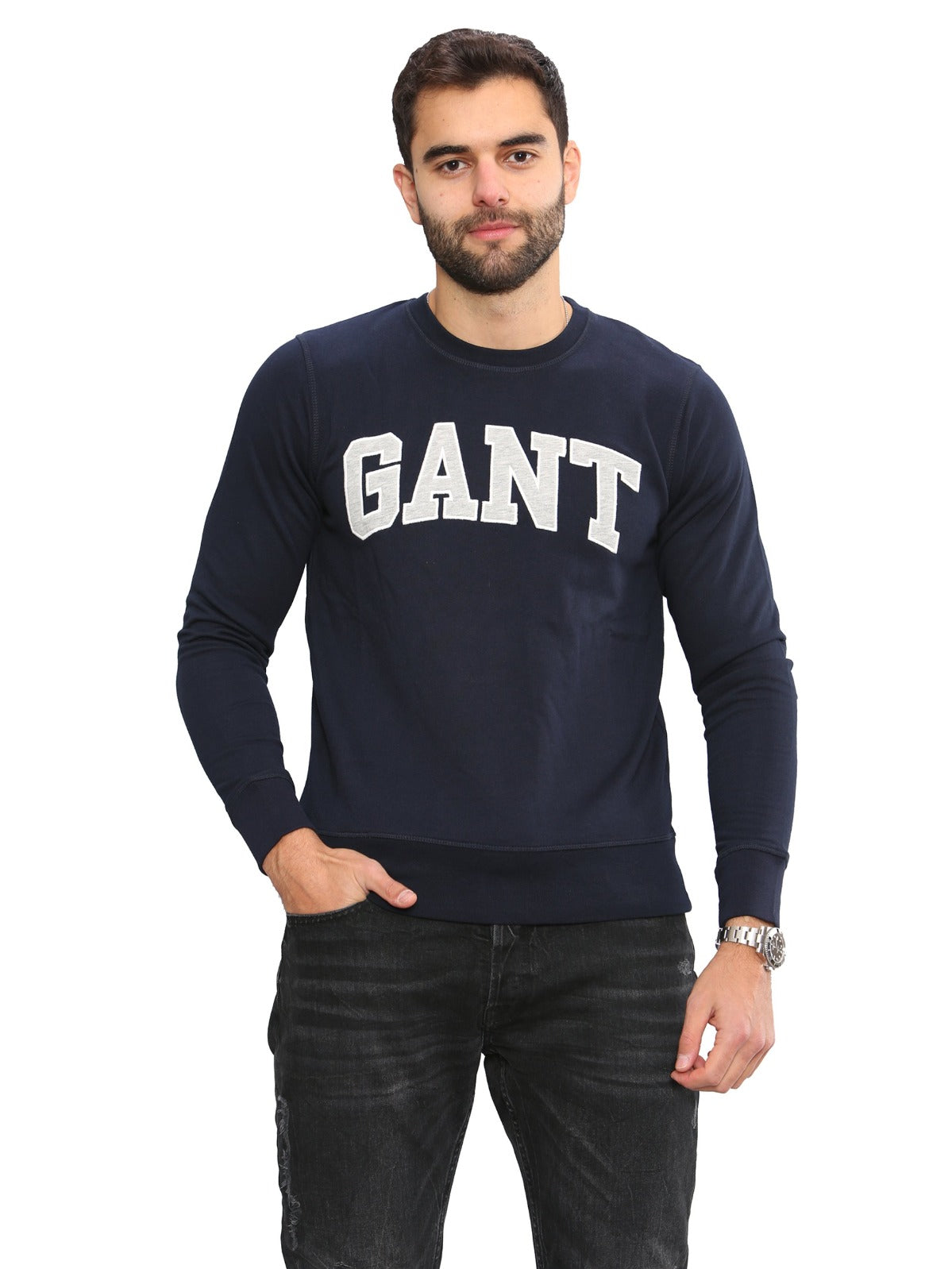 Gant Mens Long Sleeved Outlined Branded Sweatshirt