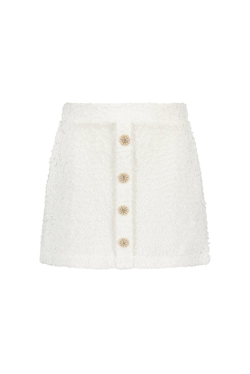 Image of TIALSA glitter-knit skirt Off white