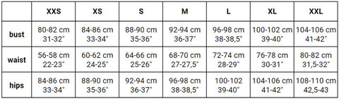 size guide frolov corset