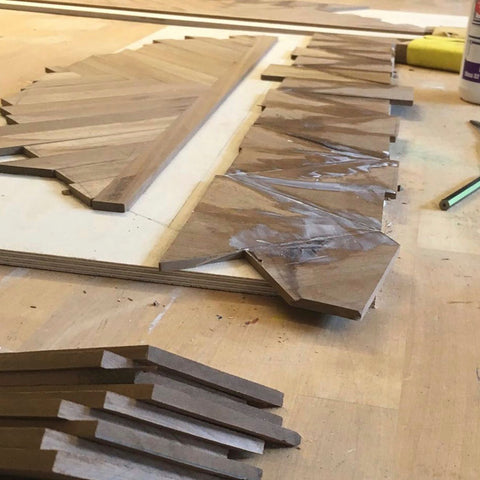 teak table being manufactured