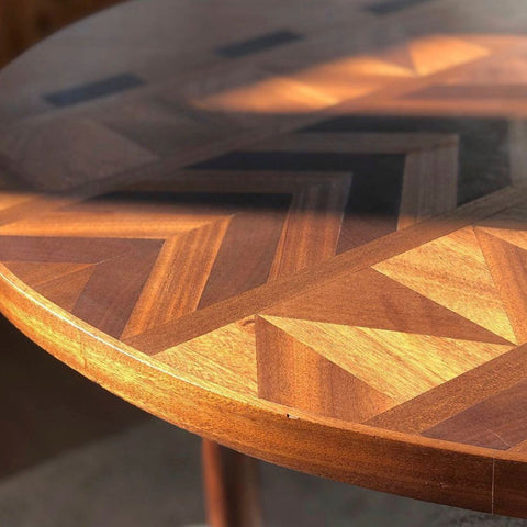 teak table finished with polyx satin