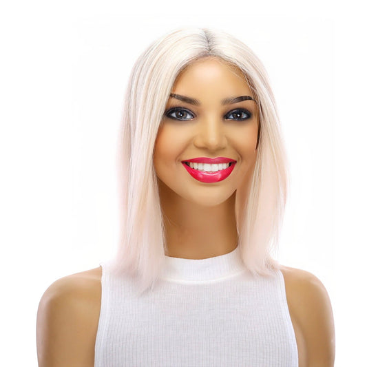 Milano Collection 17” PVC Lightweight Wig Head Mannequin for Wig Styling, Display, and Wig Storage Compatible with All T-Pins- Glossy White