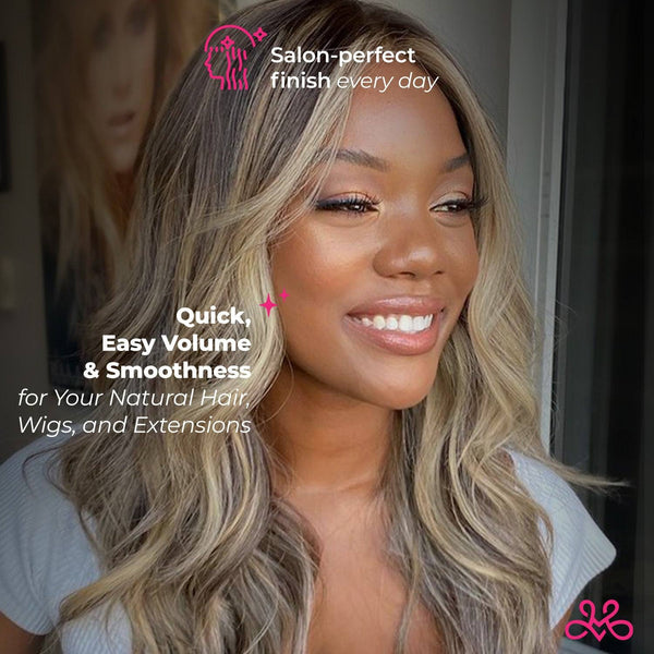 Milano’s Volumizing and Smoothing Hot Air Brush is salon-perfect for real human hair, toppers, premium wigs, or wigs covered by medical insurance.