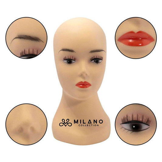 Milano Collection Wig Making & Styling Essentials Kit, Includes 21” Cork  Canvas Block Wig Head and 30 pc. T-Pins, Table Clamp Wig Stand, Great for