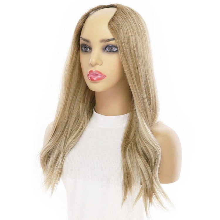 20" U-Shape Precut Wig Ash Blonde Premium Processed Remy Human Hair	ClosedWefted,