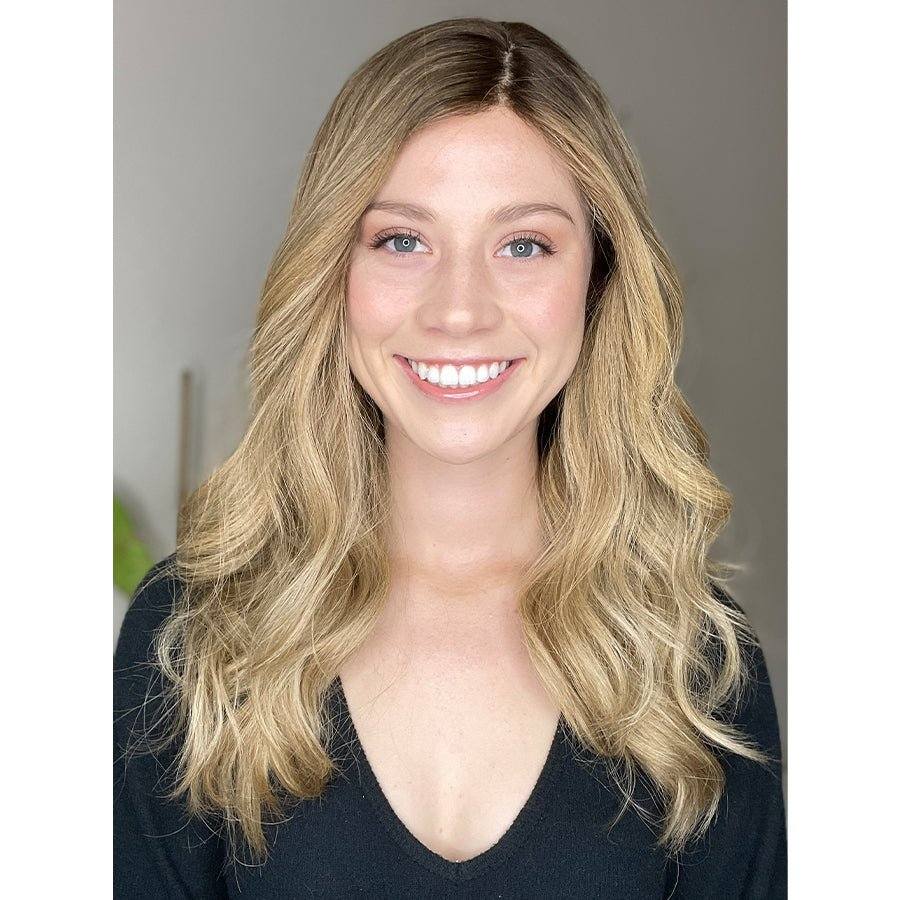 Image of 22" Ponytail Silk Part Wig Ash Blonde w/ Partial Rooting