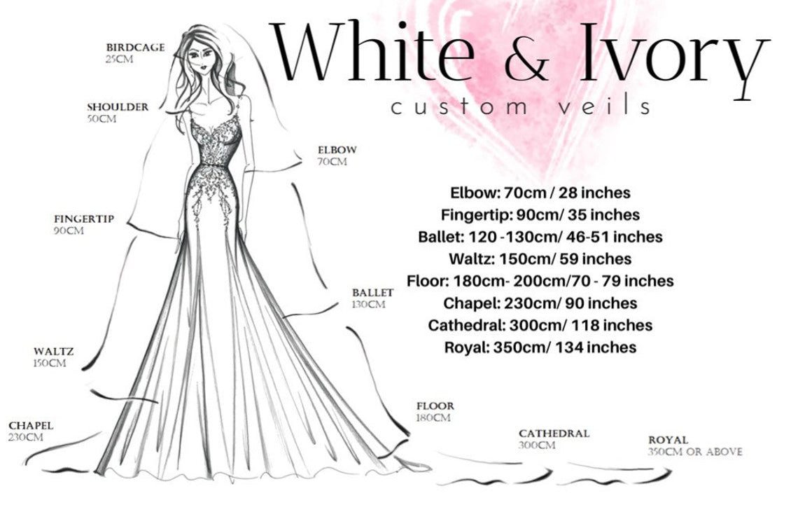 wedding veil size chart