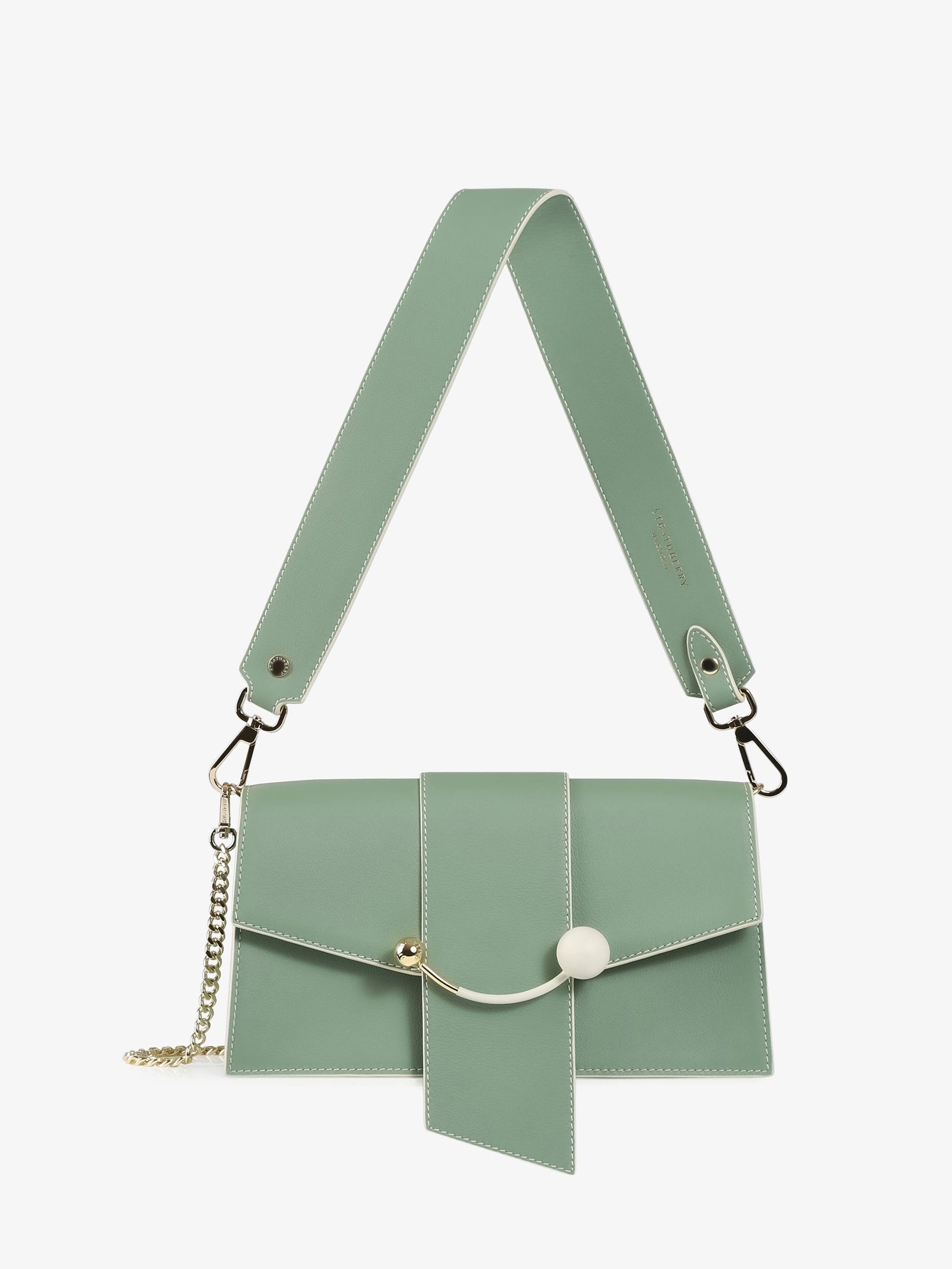 Strathberry MINI CRESCENT - Handbag - sage with vanilla stitch and