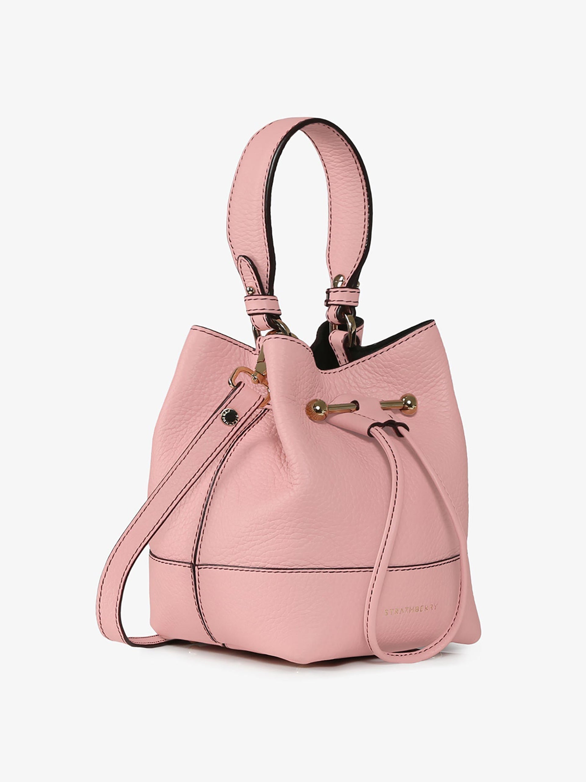 Strathberry Navy Blue/Pink Leather Mini Lana Osette Bucket Bag Strathberry