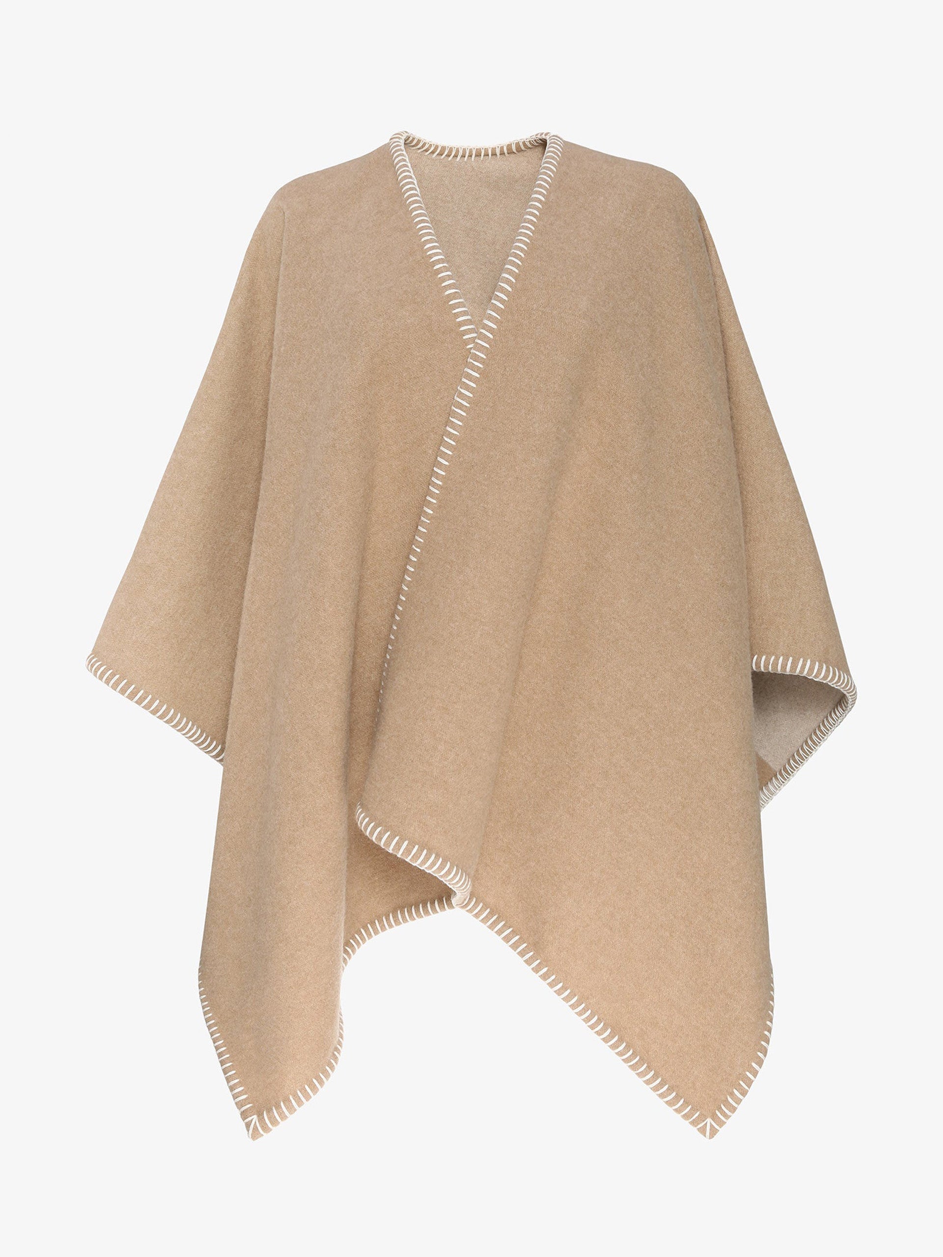 Camel and vanilla wool/cashmere Logo cape - Collagerie