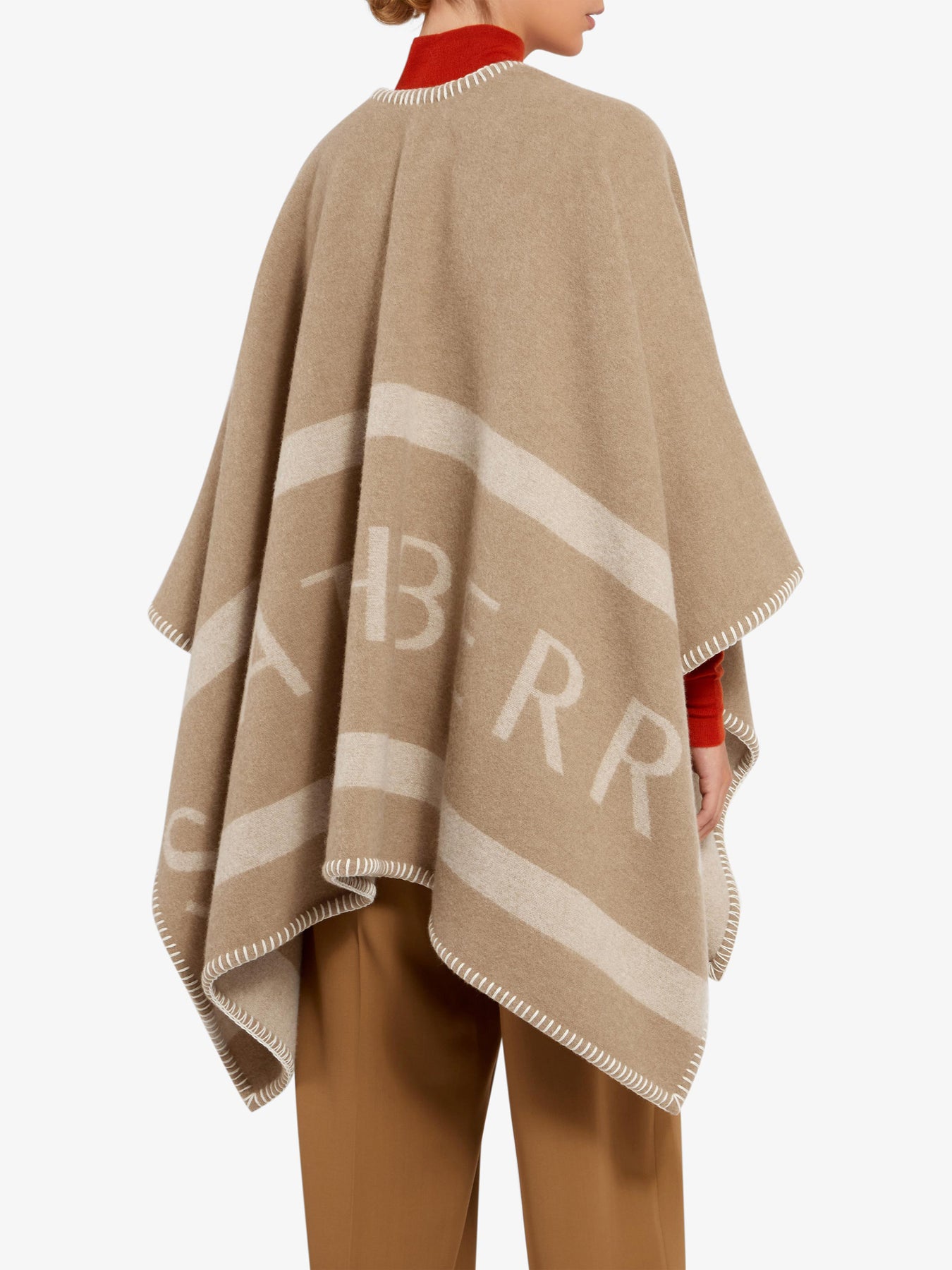 Camel and vanilla wool/cashmere Logo cape – Collagerie