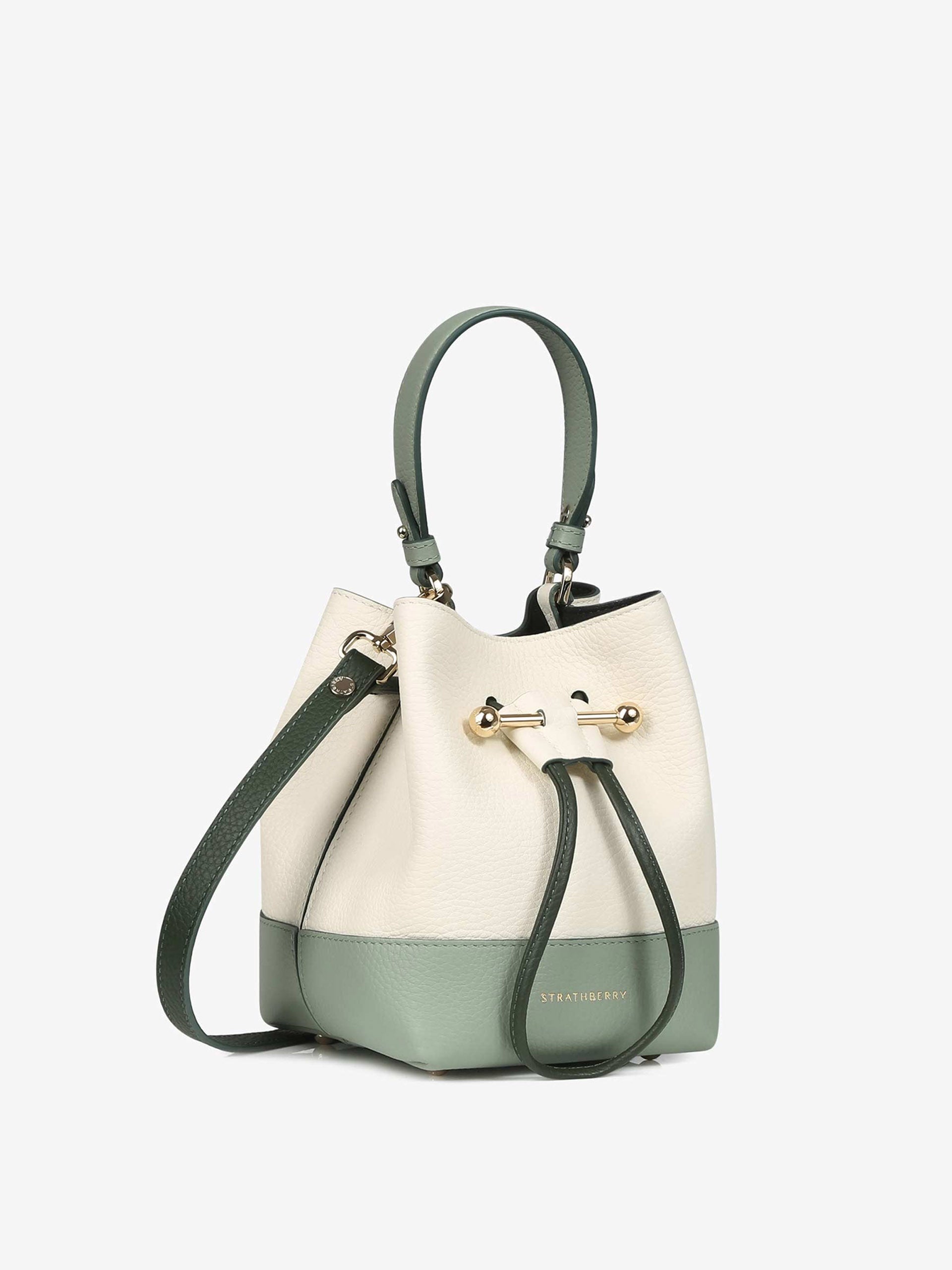 Lana Midi Bucket Bag - Seagrass/Whiskey/Bottle Green