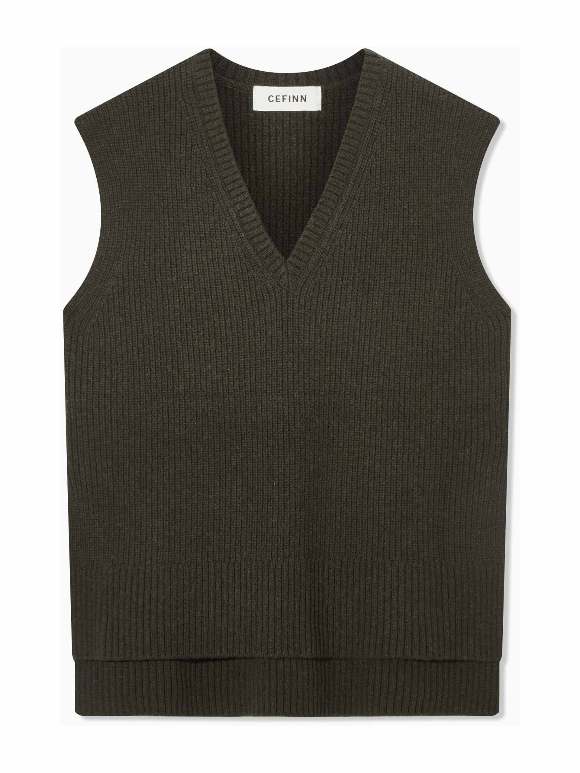 Janice khaki v neck sleeveless layering jumper Collagerie