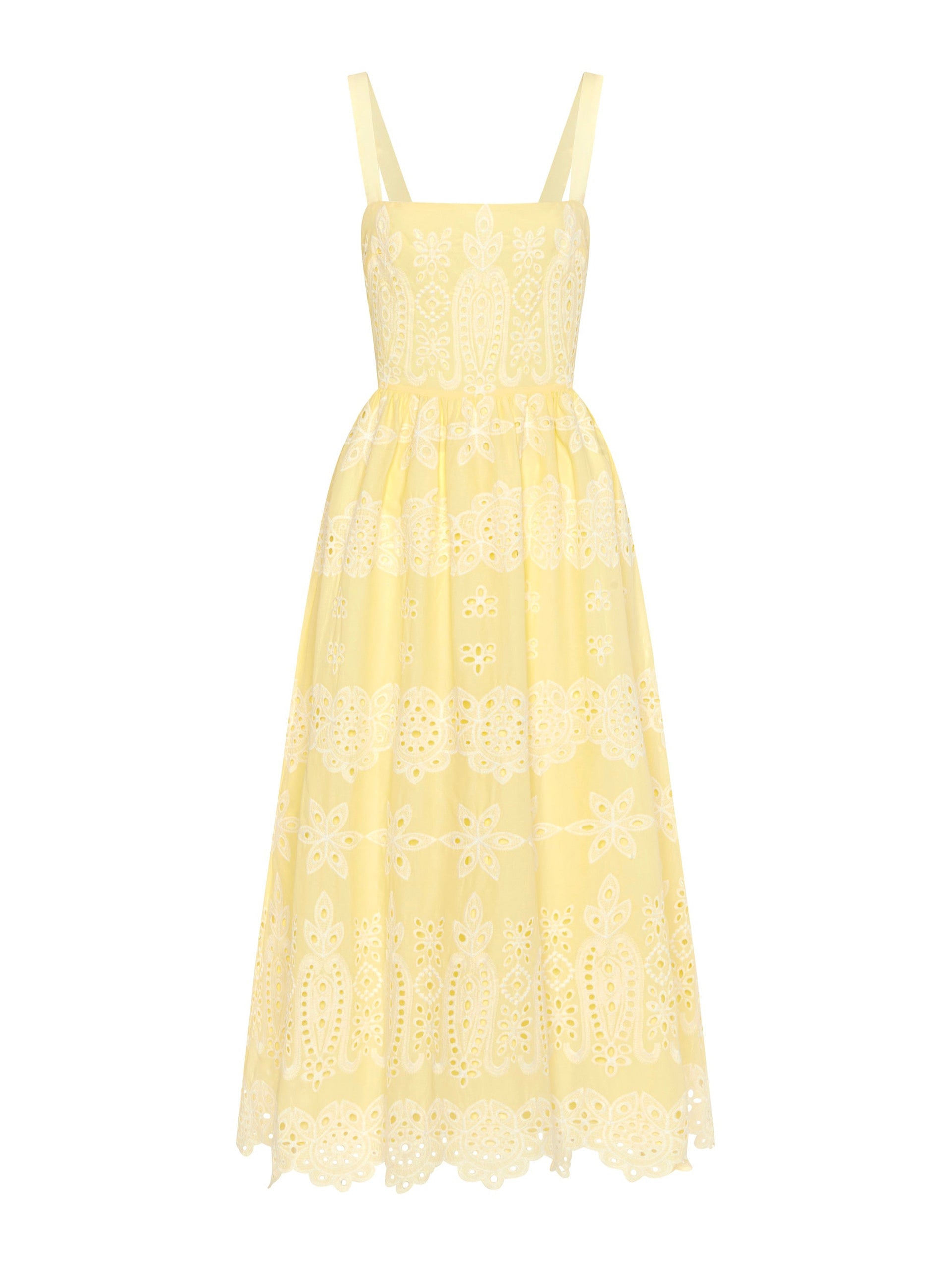 Ninet yellow broderie anglaise maxi dress - Collagerie