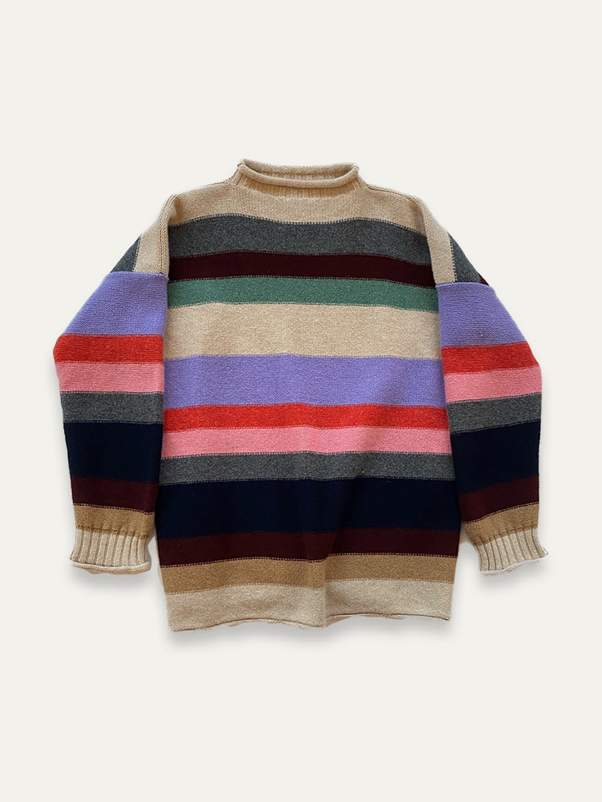 Alva boatneck sweater in oatmeal stripe - Collagerie