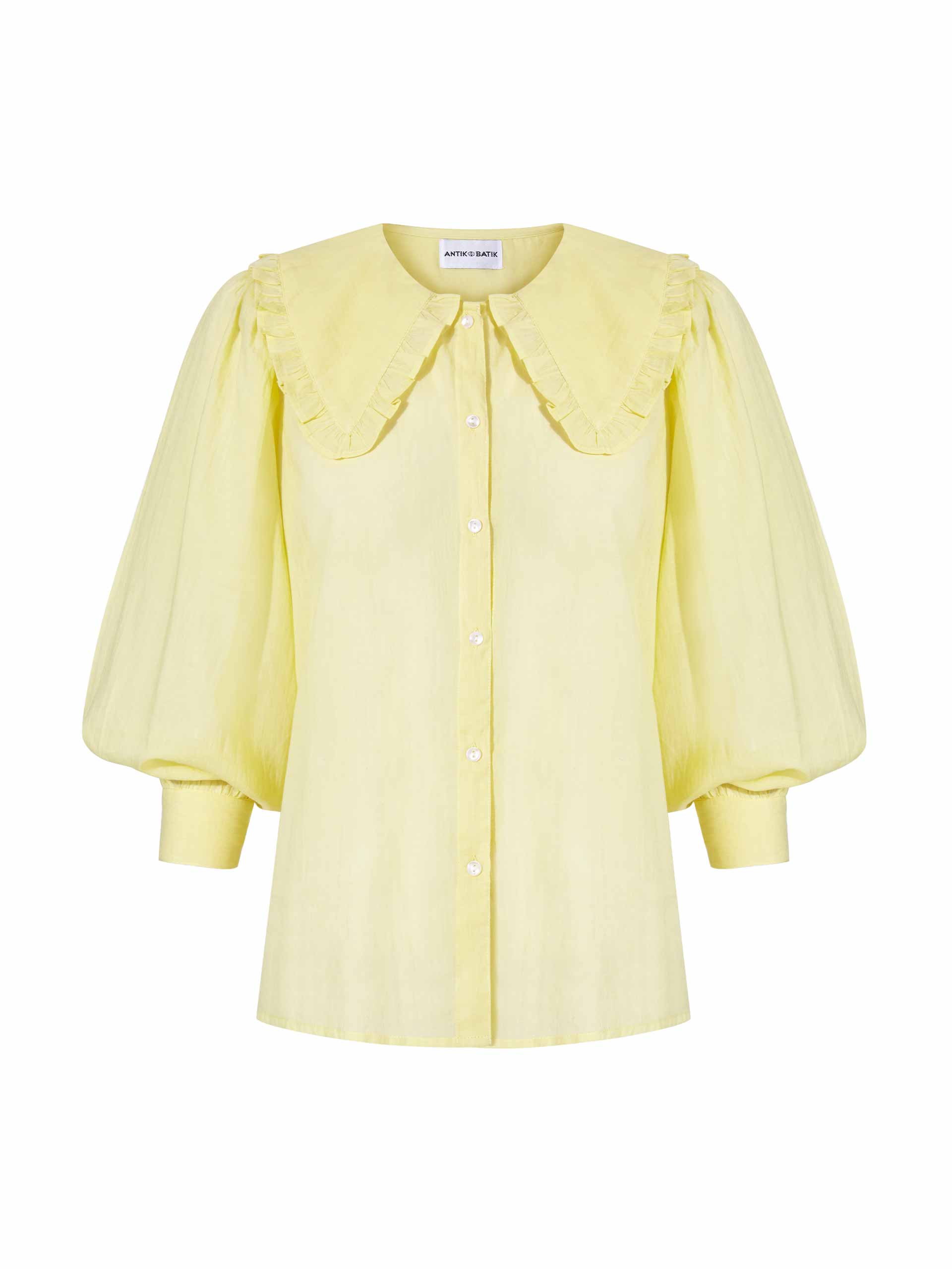 Pastel yellow peter pan collar blouse - Collagerie.com