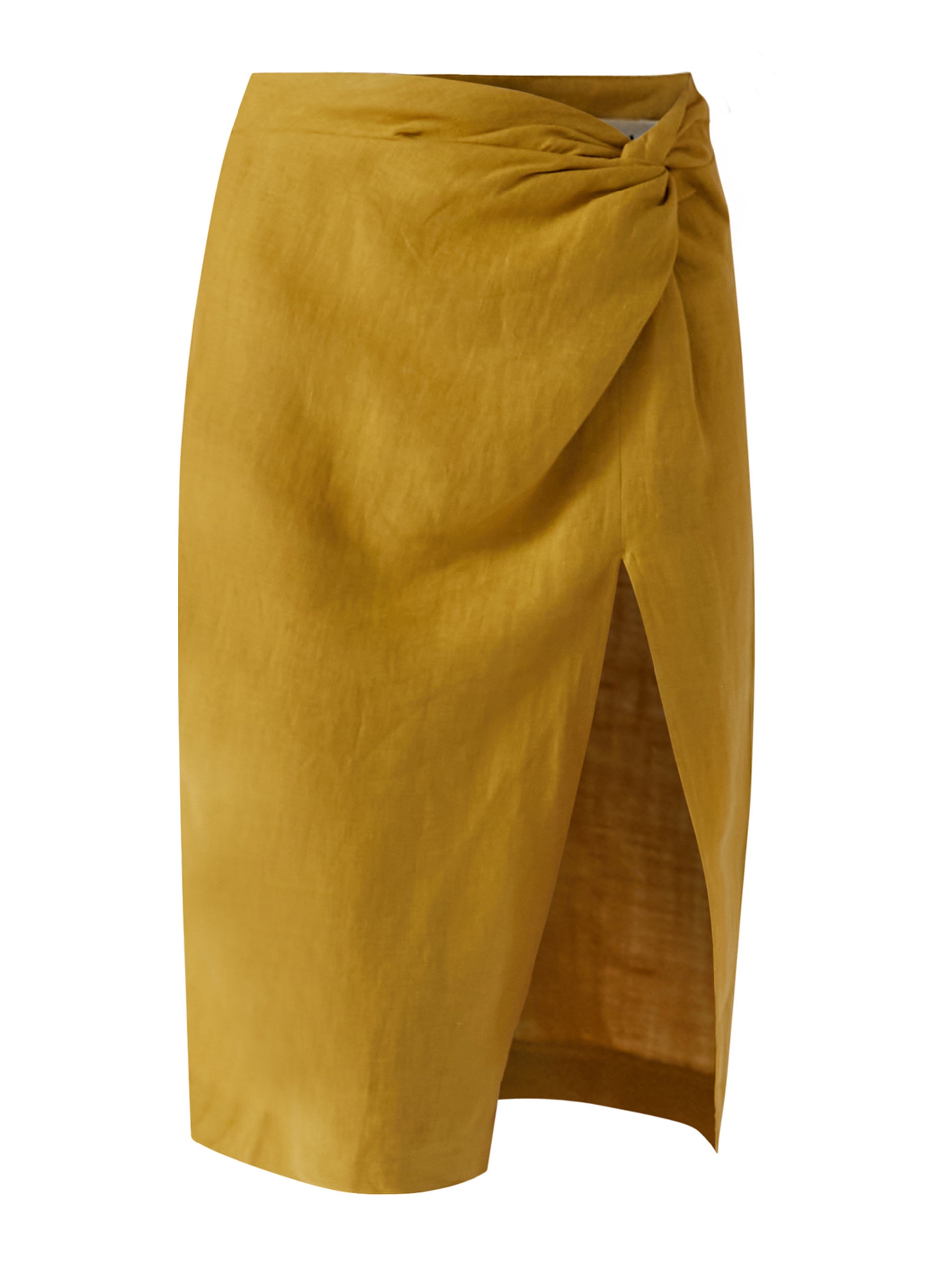 Gaby yellow linen midi skirt - Collagerie